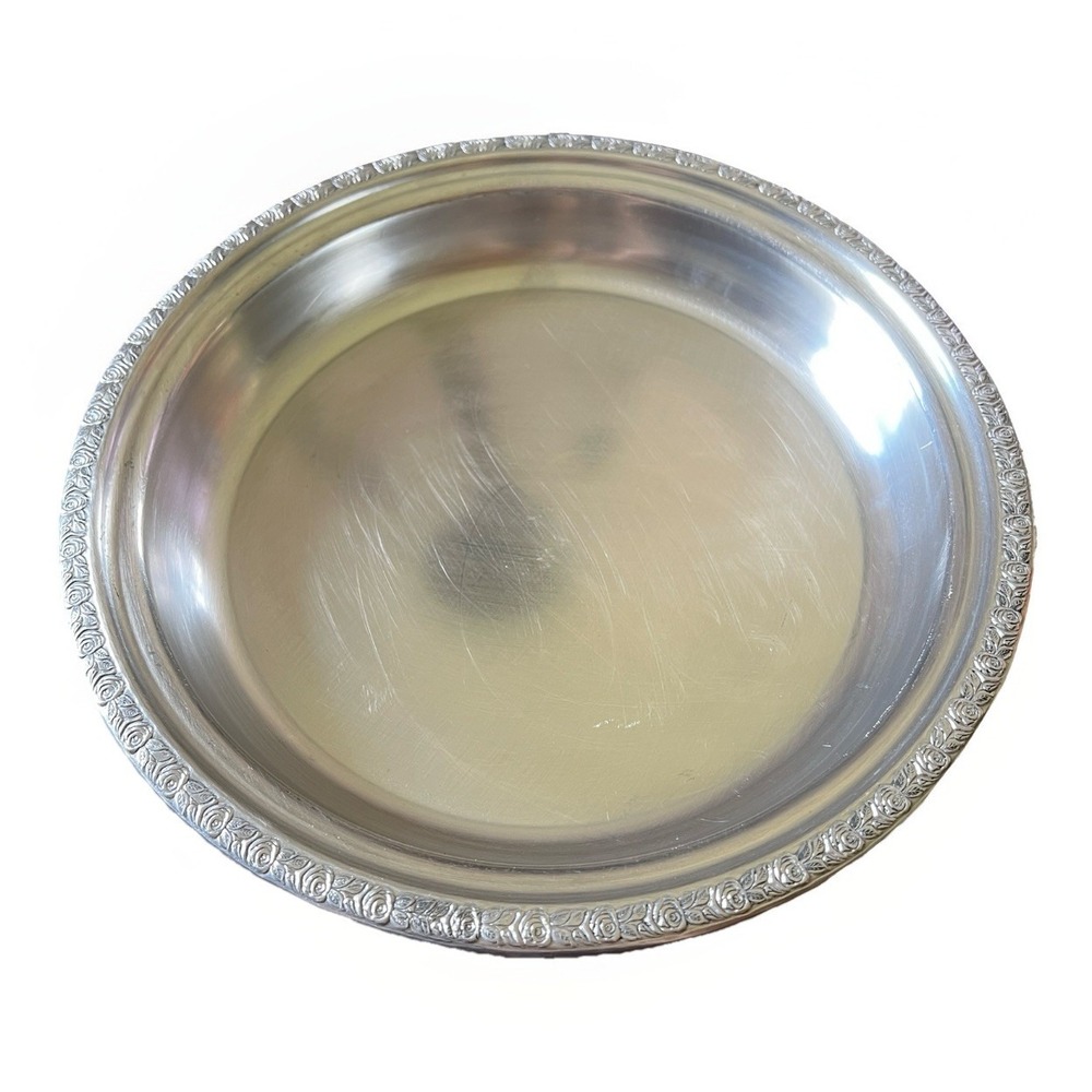 Vintage Preisner Pewter 11.5" Bowl Rose‎ Petals Design Stamped 2260
